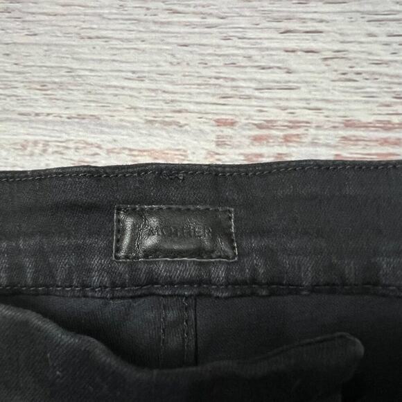 MOTHER Looker Ankle Fray Skinny Jeans SIZE 28 Guilty as Sin Black Distress Denim - Picture 5 of 15